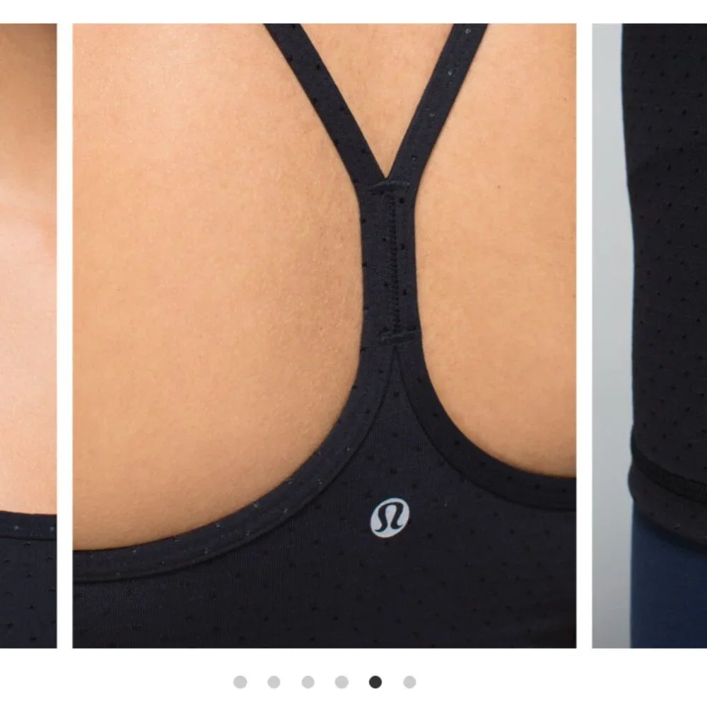 Lululemon Power Y Perforated Racerback Luon Athletic Tank Top Shine Dot Black - Picture 4 of 4